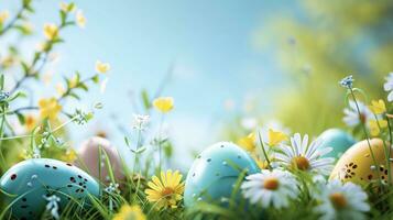 AI generated easter poster template with large copy space for text photo