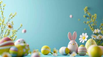 AI generated easter poster template with large copy space for text photo