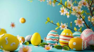 AI generated easter poster template with large copy space for text photo