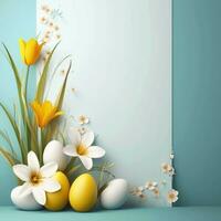AI generated easter poster template with large copy space for text photo