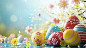 AI generated easter poster template with large copy space for text photo