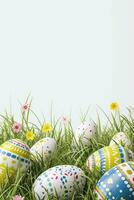 AI generated easter poster template with large copy space for text photo