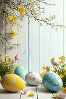 AI generated easter poster template with large copy space for text photo