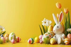 AI generated easter poster template with large copy space for text photo