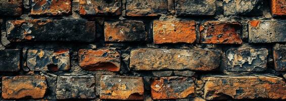 AI generated black and brown brick wall background photo