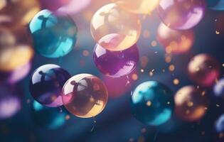 AI generated colorful balloons on a festive background photo