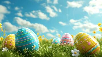 AI generated easter poster template with large copy space for text photo