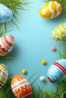 AI generated easter poster template with large copy space for text photo