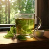 AI generated green tea mug photo