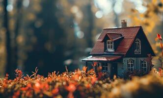 AI generated miniature wooden house photo