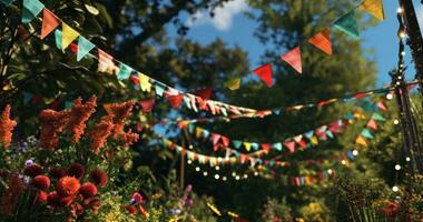 ai generado vistoso verderón para un fiesta en un jardín foto