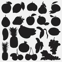 frutas silueta conjunto vector