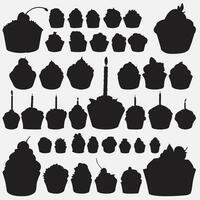 cupcake silhouette set vector