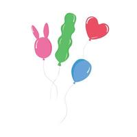 Balloons vector illustration set in cartoon style. Colorful bunch of balloons with different shapes. Flying balloon clip art. Decoration items for party. Flat vector isolated on white background.
