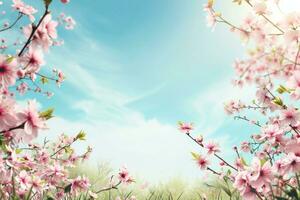 AI generated spring poster template with large copy space for text photo