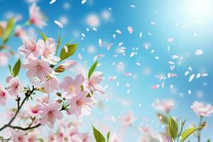 AI generated spring poster template with large copy space for text photo