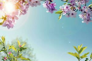 AI generated spring poster template with large copy space for text photo