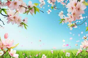 AI generated spring poster template with large copy space for text photo