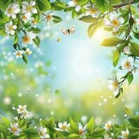 AI generated spring poster template with large copy space for text photo