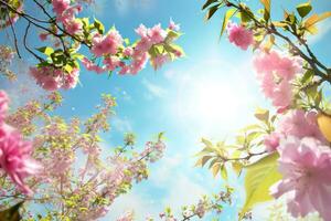 AI generated spring poster template with large copy space for text photo