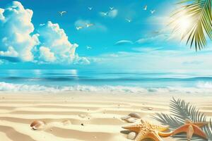 AI generated summer poster template with large copy space for text photo