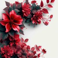 AI generated Valentine's day frame made of flowers photo