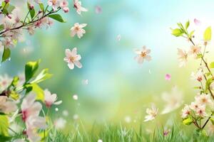 AI generated spring poster template with large copy space for text photo