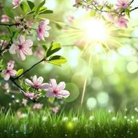 AI generated spring poster template with large copy space for text photo