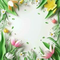 AI generated spring poster template with large copy space for text photo