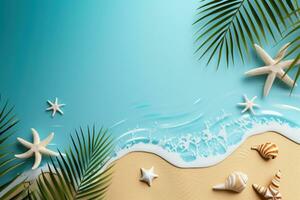 AI generated summer poster template with large copy space for text photo