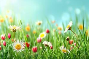 AI generated spring poster template with large copy space for text photo