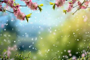 AI generated spring poster template with large copy space for text photo