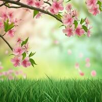 AI generated spring poster template with large copy space for text photo