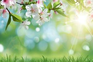 AI generated spring poster template with large copy space for text photo