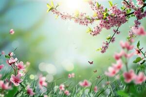 AI generated spring poster template with large copy space for text photo