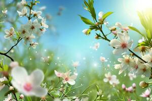 AI generated spring poster template with large copy space for text photo