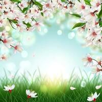 AI generated spring poster template with large copy space for text photo