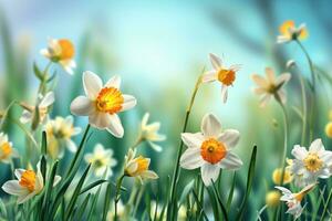 AI generated spring poster template with large copy space for text photo