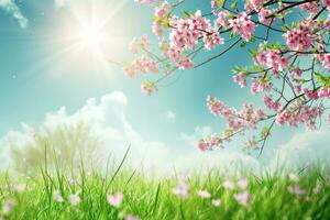 AI generated spring poster template with large copy space for text photo