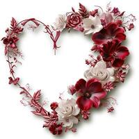 AI generated Valentine's day frame made of flowers photo