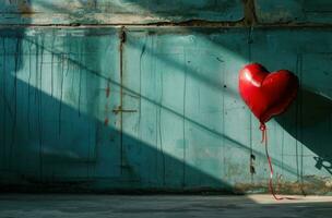 ai generado un corazón globo colgando desde el piso foto