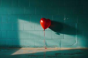 AI generated a heart balloon hanging from the floor photo