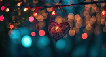 AI generated a heart shaped string hanging across the space photo