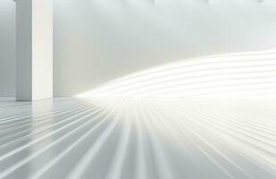 AI generated white striped floor with light shining on it photo