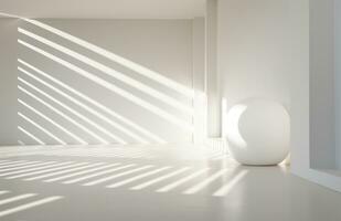 AI generated white striped floor with light shining on it photo