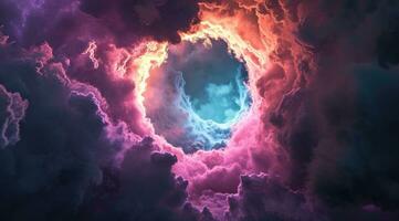 AI generated a colorful ring of clouds with light coming from it photo