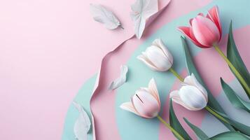 AI generated 8 march poster template with large copy space for text photo