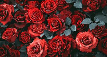 AI generated a background with many red roses photo