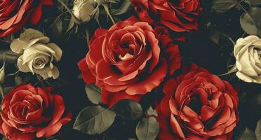 AI generated a background with many red roses photo