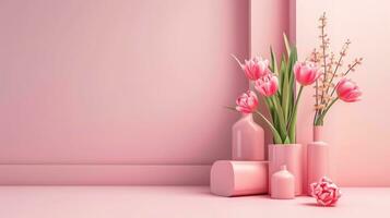 AI generated 8 march poster template with large copy space for text photo
